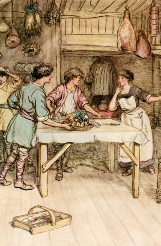 Ilustrace pro J M Barrie Obdivuhodný Crichton od Hugh Thomson