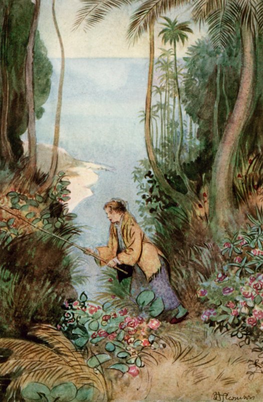 Ilustrace pro J M Barrie Obdivuhodný Crichton od Hugh Thomson
