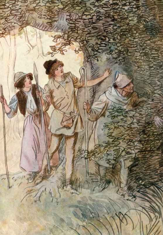 Ilustrace k Shakespearově knize Jak se vám líbí (barevné lito) od Hugh Thomson