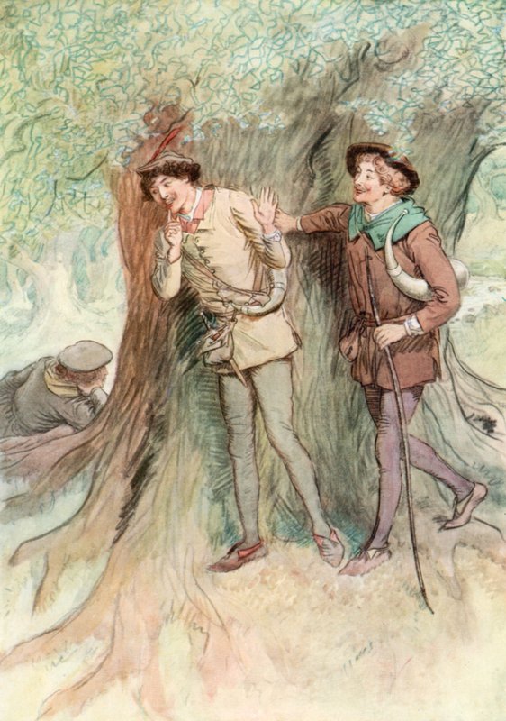 Ilustrace k Shakespearově knize Jak se vám líbí (barevné lito) od Hugh Thomson