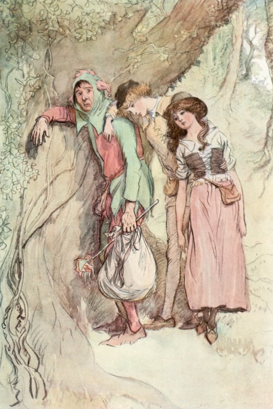 Ilustrace k Shakespearově knize Jak se vám líbí (barevné lito) od Hugh Thomson