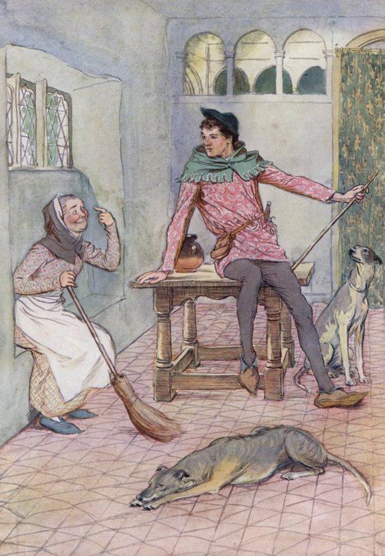 Ilustrace k filmu Veselé paničky z Windsoru (barevné lito) od Hugh Thomson