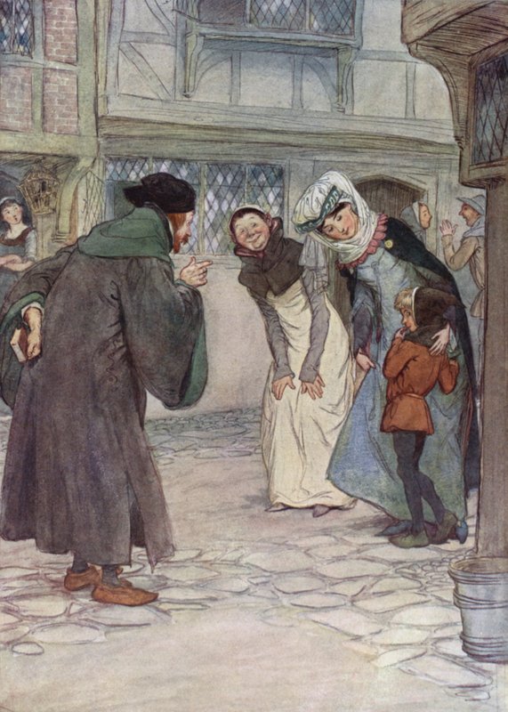 Ilustrace k filmu Veselé paničky z Windsoru (barevné lito) od Hugh Thomson