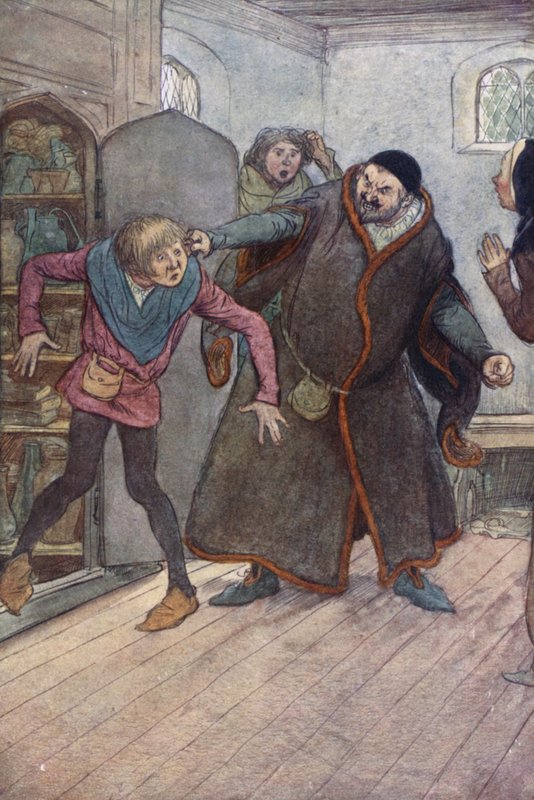 Ilustrace k filmu Veselé paničky z Windsoru (barevné lito) od Hugh Thomson