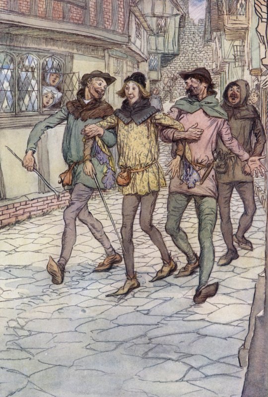 Ilustrace pro Veselé paničky z Windsoru od Hugh Thomson