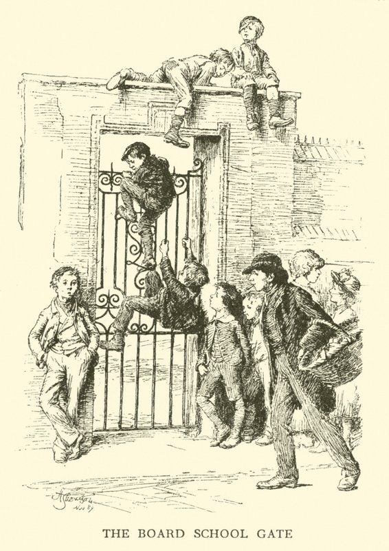The Board School Gate (rytina) od Hugh Thomson