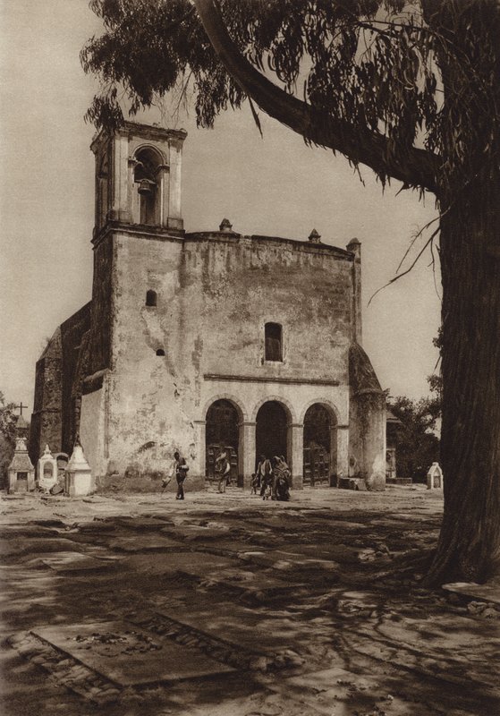 Mexiko: Amecameca, kaple "Guadalupe" na Posvátné hoře (čb fotografie) od Hugo Brehme