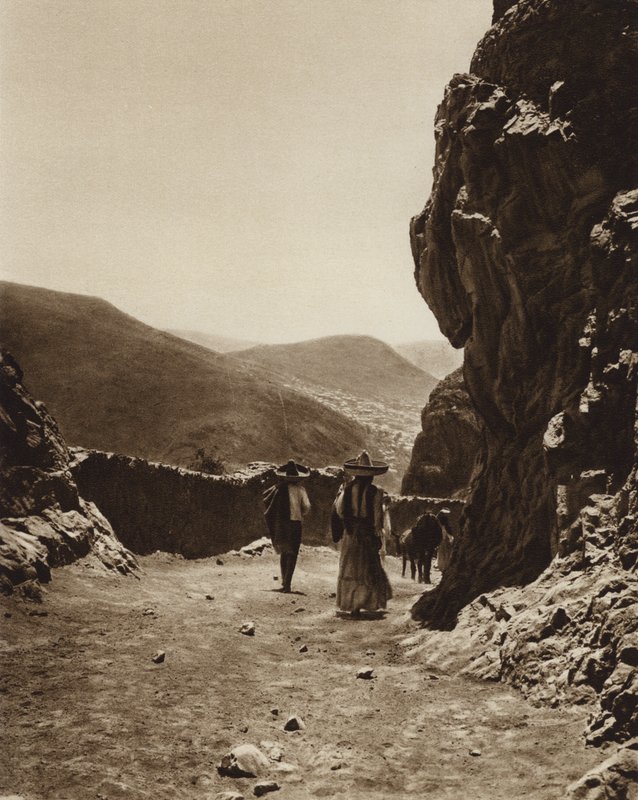 Mexiko: ulice v Pachuce (čb fotografie) od Hugo Brehme