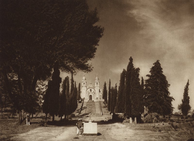 Mexiko: Cholula, kostel Guadalupe (čb fotografie) od Hugo Brehme