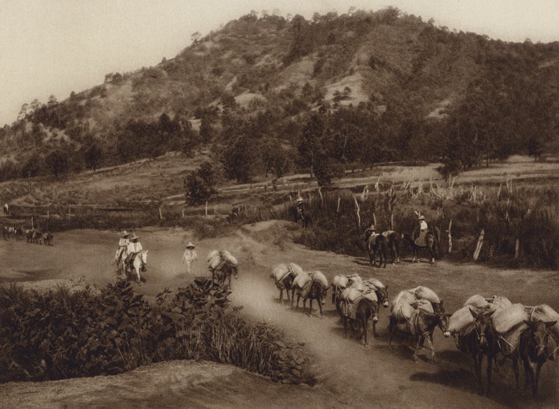 Mexiko: Dopravní uzel ve vnitrozemí země (čb fotografie) od Hugo Brehme