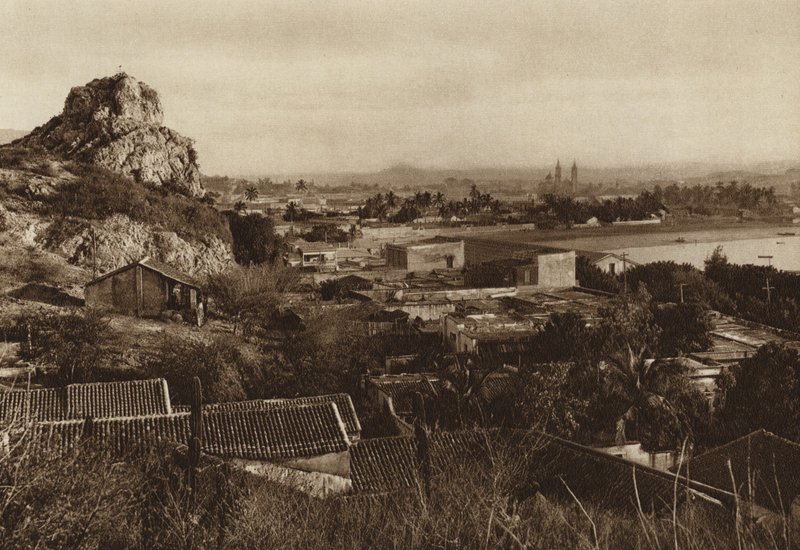 Mexiko: Přístav Mazatlan (čb fotografie) od Hugo Brehme