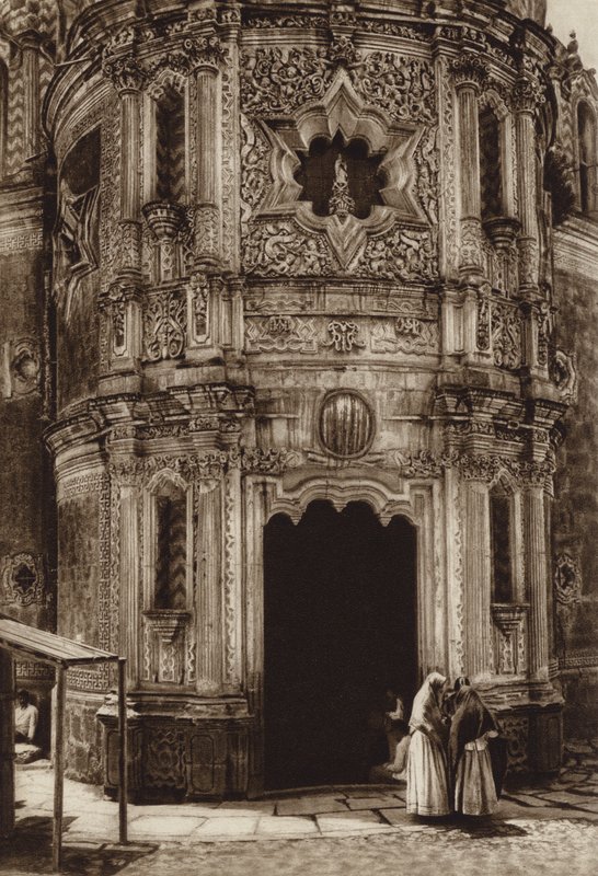 Mexiko: Guadalupe Hidalgo, Capilla del pozo (čb fotografie) od Hugo Brehme