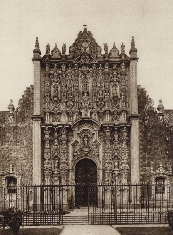 Mexiko: Mexiko, vchod do svatyně z východní strany katedrály (čb fotografie) od Hugo Brehme