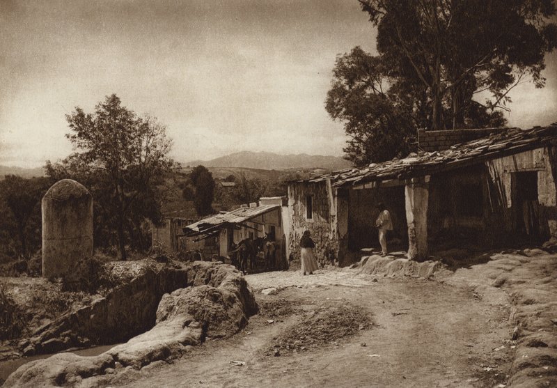 Mexiko: San Esteban, předměstí hlavního města Mejico (čb fotografie) od Hugo Brehme