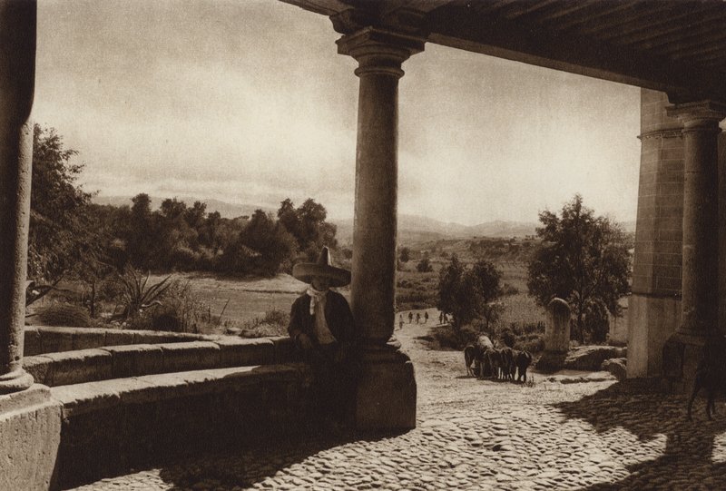 Mexiko: San Esteban, předměstí hlavního města Mejico (čb fotografie) od Hugo Brehme