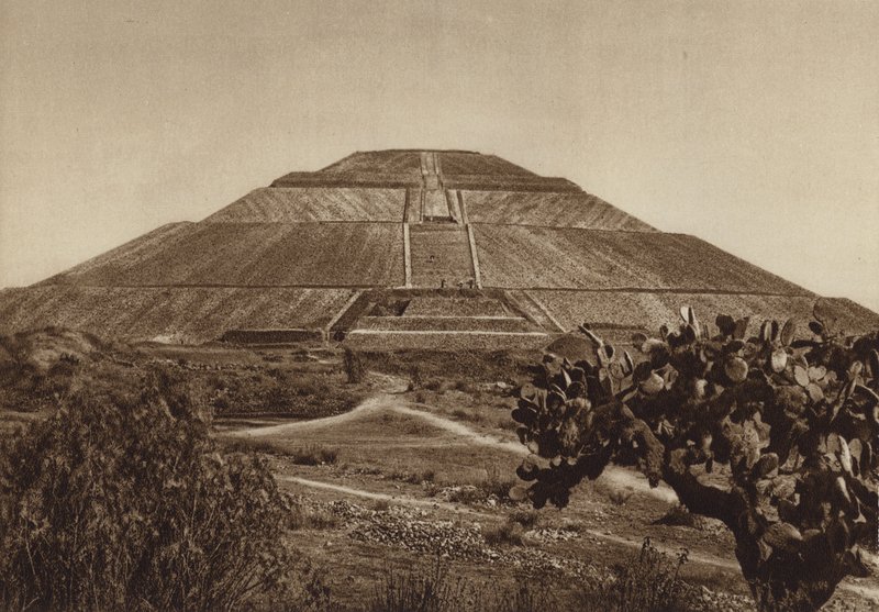 Mexiko: San Juan Teotihuacan, západní průčelí (čb fotografie) od Hugo Brehme