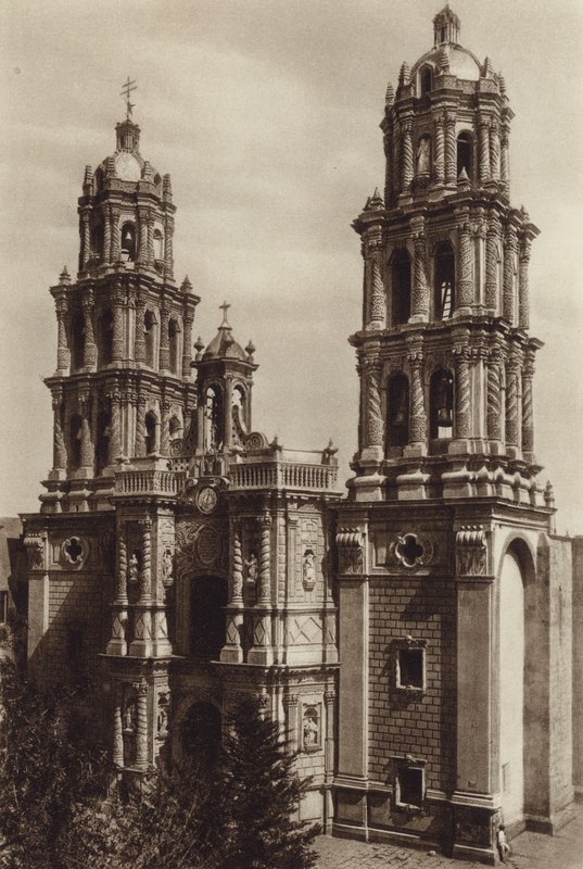 Mexiko: San Luis de Potosi, La Catedral (čb fotografie) od Hugo Brehme
