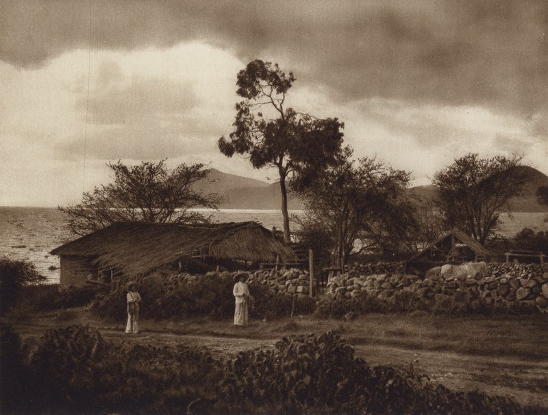 Mexiko: Pohled na jezero Chapala (čb fotografie) od Hugo Brehme
