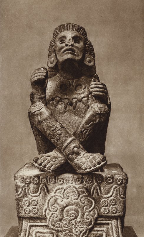 Mexiko: Xochipilli s maskou, Národní muzeum (čb fotografie) od Hugo Brehme