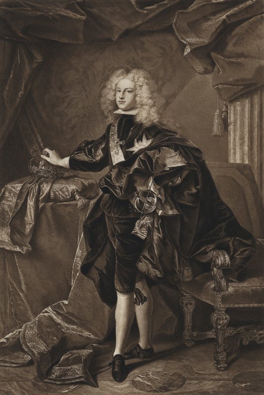 Philip V, král Španělska (litho) od Hyacinthe (after) Rigaud