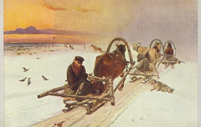 Skupina saní v Rusku, 1871 od Illarion Mikhailovich Pryanishnikov