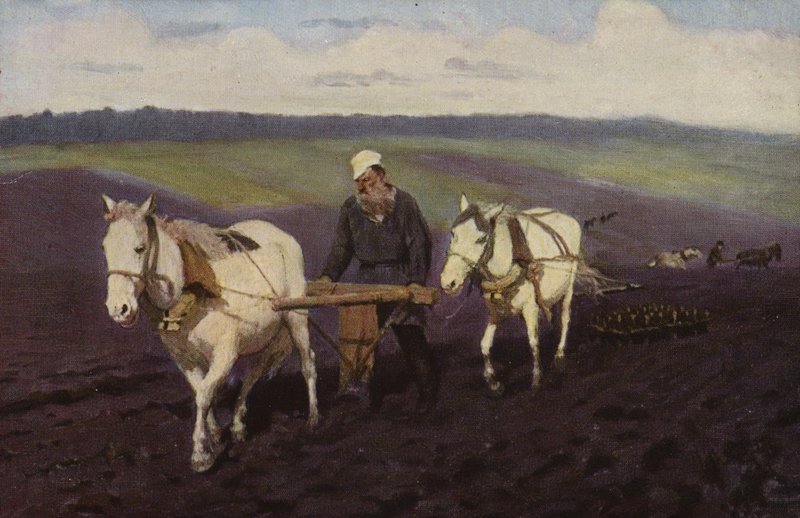 Ruský spisovatel Lev Tolstoj orající pole, c1887 od Ilya Efimovich Repin