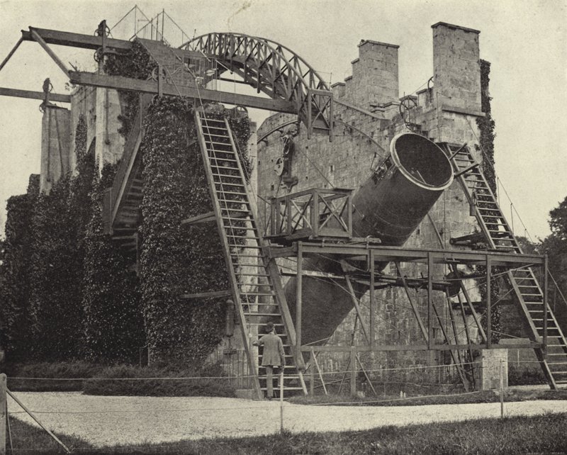 The Great Rosse Telescope, Birr Castle, Kings County (č/b foto) od Irish Photographer