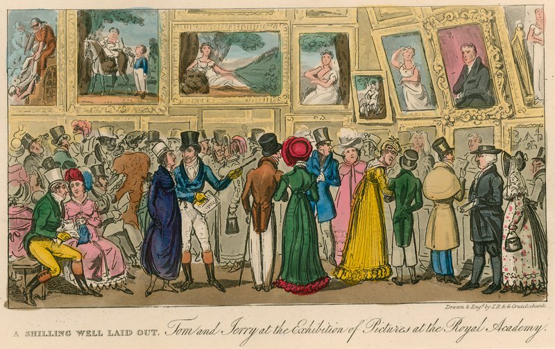 Dobře utracený šilink: Tom a Jerry na výstavě obrázků v Královské akademii od Isaac, Robert and George Cruikshank