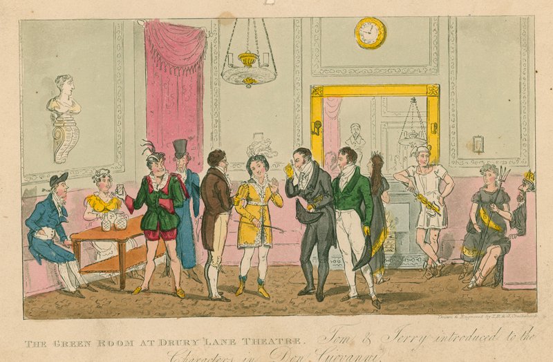 The Green Room v divadle Drury Lane v Londýně od Isaac, Robert and George Cruikshank
