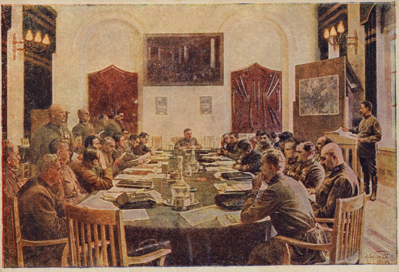 Zasedání Revoluční vojenské rady, Sovětské Rusko. c1925-1934 od Isaak Israilevich Brodsky