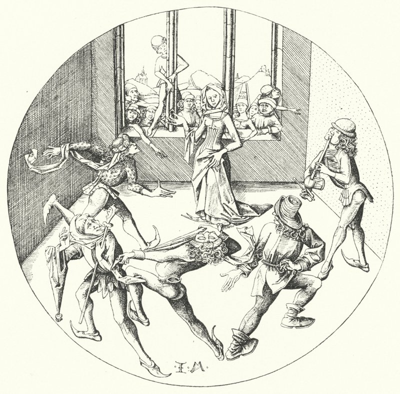 Tanec kolem prstenu (rytina) od Israhel van the Elder Meckenem