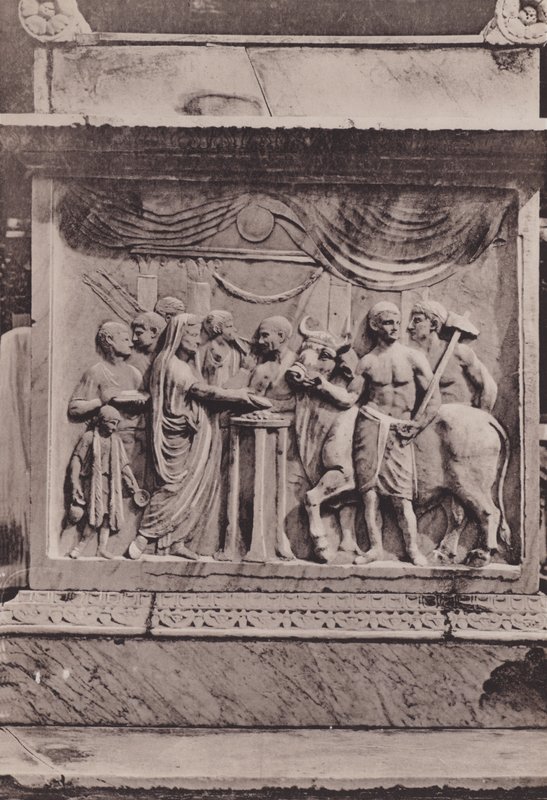 Ara Del Tempio Di Mercurio Di Vespasian, Merkurův oltář nebo Vespasiánův chrám (černobílá fotografie) od Italian Photographer