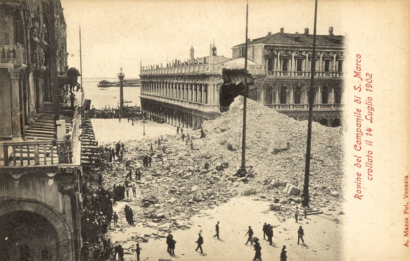 Zřícení Campanile of San Marco, Benátky, 14. července 1902 od Italian Photographer