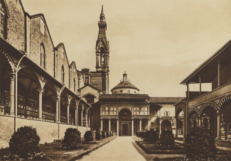 Firenze / Florencie: Kostel S Croce, Klášter (černobílá fotografie) od Italian Photographer