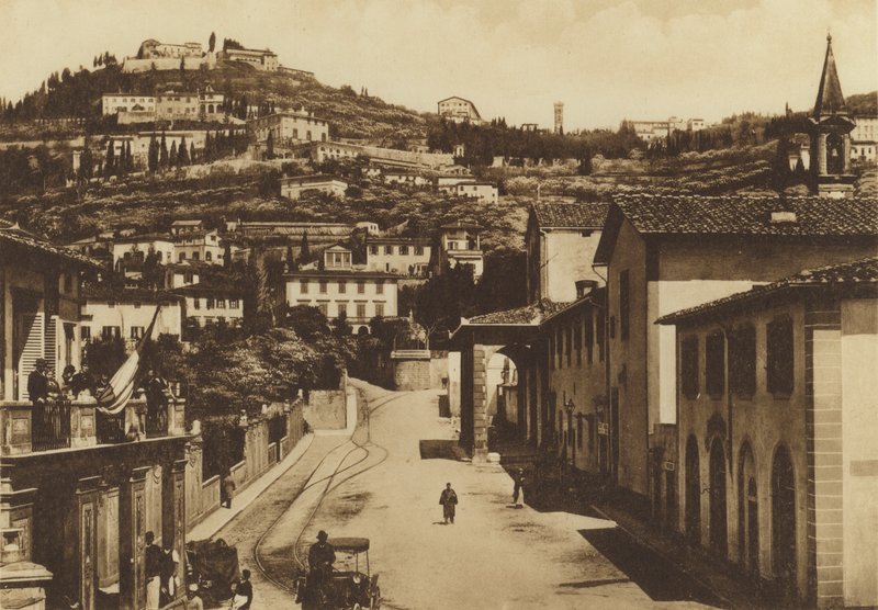 Firenze / Florencie: Okolí Florencie, S Domenico a Panorama di Fiesole (černobílá fotografie) od Italian Photographer