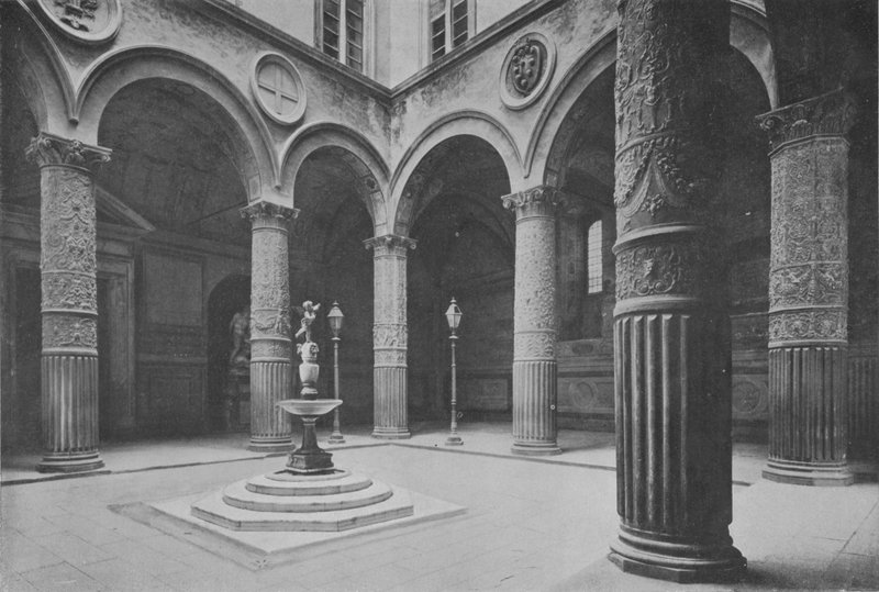 Florencie, Palazzo Vecchio, The Cortil (černobílá fotografie) od Italian Photographer