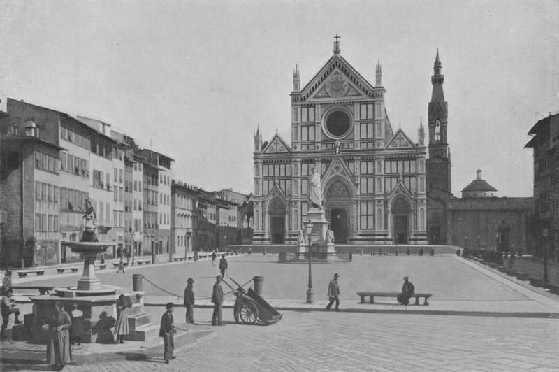 Florencie, Piazza S Croce (černobílá fotografie) od Italian Photographer