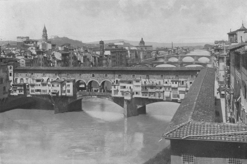 Florencie, Pohled na tři mosty (černobílá fotografie) od Italian Photographer