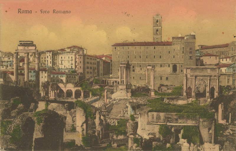 Forum Romanum, Řím. Pohlednice odeslána v roce 1913 od Italian Photographer