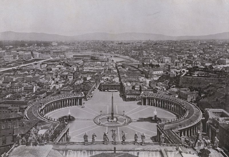 Itálie: Řím, panorama z kupole svatého Petra (č/b foto) od Italian Photographer