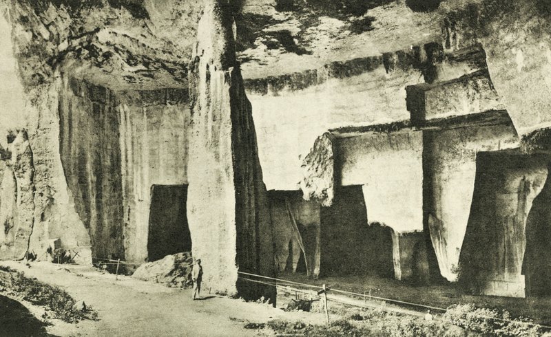 Latomia del Paradiso nebo dei Cordari (čb fotografie) od Italian Photographer