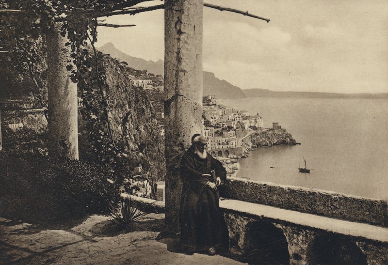 Neapol: Amalfi, Panorama pořízené Cappuccini (černobílá fotografie) od Italian Photographer