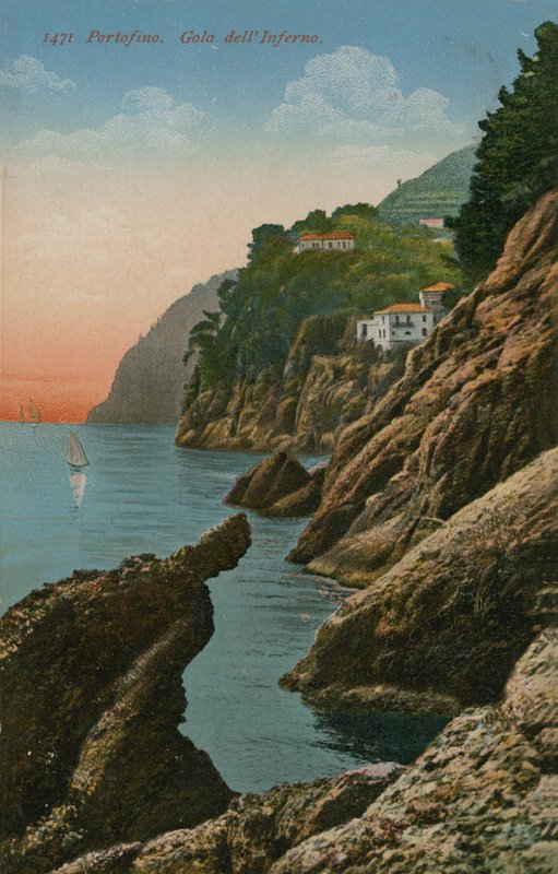 Portofino, Itálie. Gola dell Inferno. Pohlednice odeslána v roce 1913. od Italian Photographer