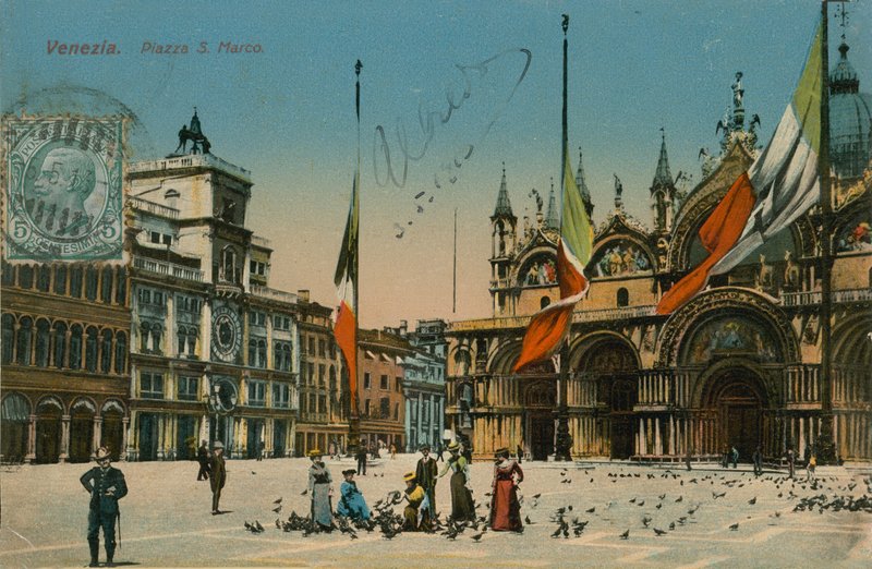 Náměstí svatého Marka, Benátky. Pohlednice odeslána v roce 1913. od Italian Photographer