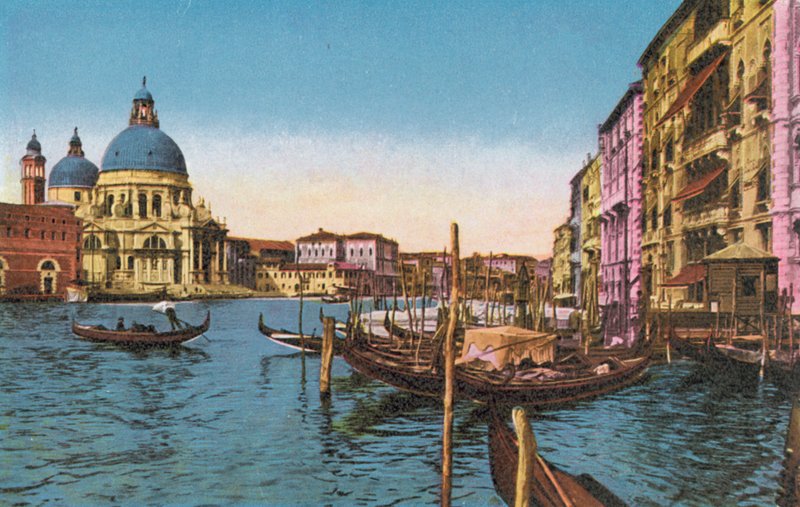 Benátky/Benátky: Canal Grande s kostelem Salute a přívozem svatého Marka (barevné foto) od Italian Photographer