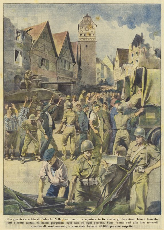 Obří nájezd Němců (barevná litografie) od Italian School
