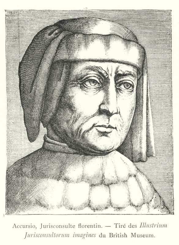 Accursio, Jurisconsulte Florentine, Tire des Illustrious obrázky právníků z Britského muzea (rytina) od Italian School