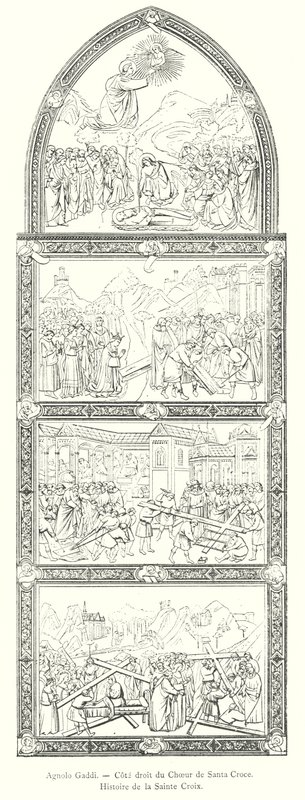 Agnolo Gaddi, pravá strana sboru Santa Croce, Historie svatého Kříže (rytina) od Italian School