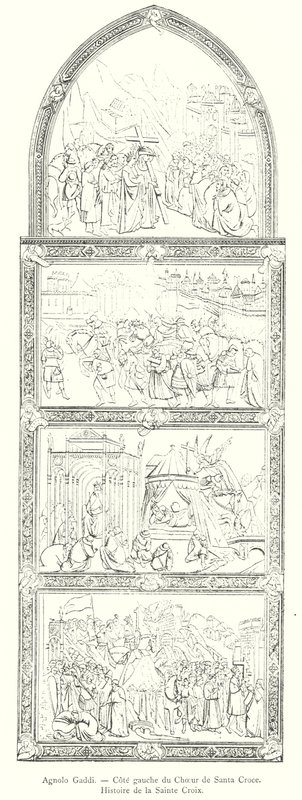 Agnolo Gaddi, levá strana sboru Santa Croce, Historie svatého Kříže (rytina) od Italian School