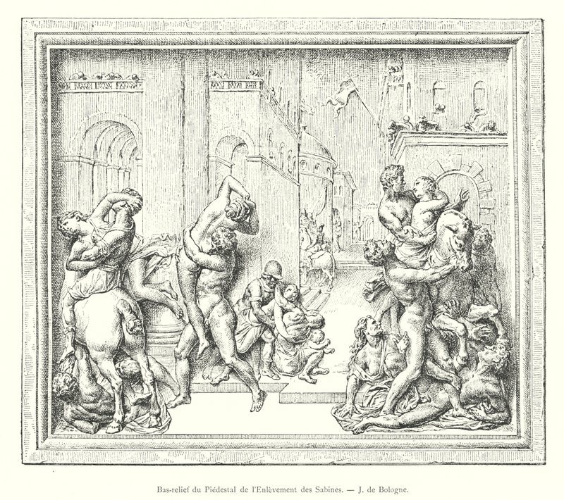 Basreliéf podstavce únosu Sabines, J z Bologni (rytina) od Italian School